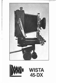 Wista Wista 45 DX manual. Camera Instructions.